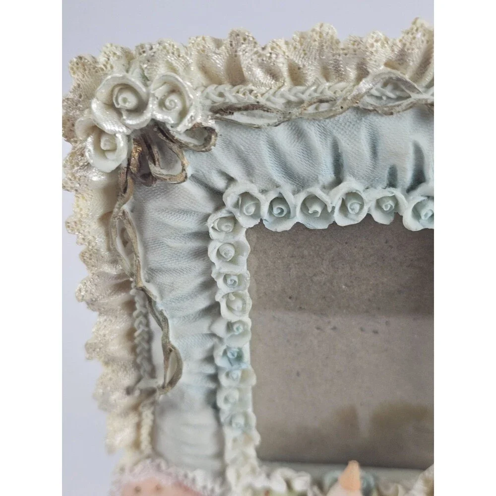 Children's Teddy Bears Quilted Foral Ceramic Picture Frame 2.25